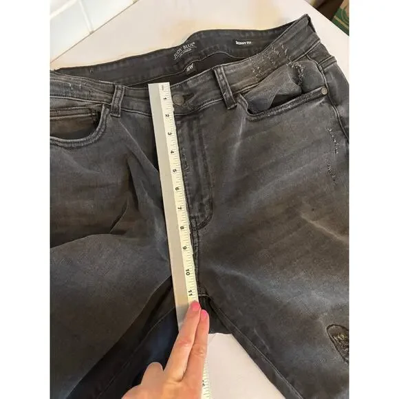 Judy Blue Womens 16W Black Plaid Patch Skinny Fit Biker Rocker Edgy Grunge Jeans - Picture 11 of 13